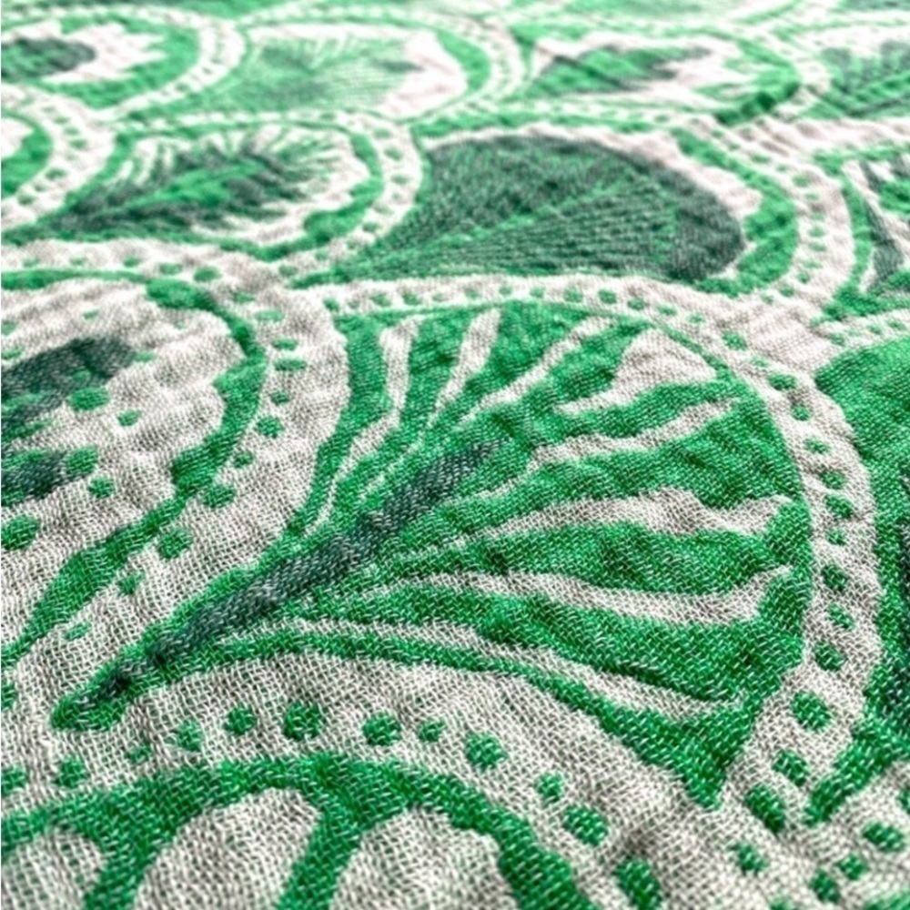 Succulents Blue Woven Organic Cotton 2-in-1 Blanket Wrap Anthropologie Holiday - Picture 14 of 17